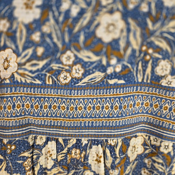 Veronica Beard Tinzia Floral Midi Dress Women Large Blue Boho Ruffle Tassels - Picture 8 of 13